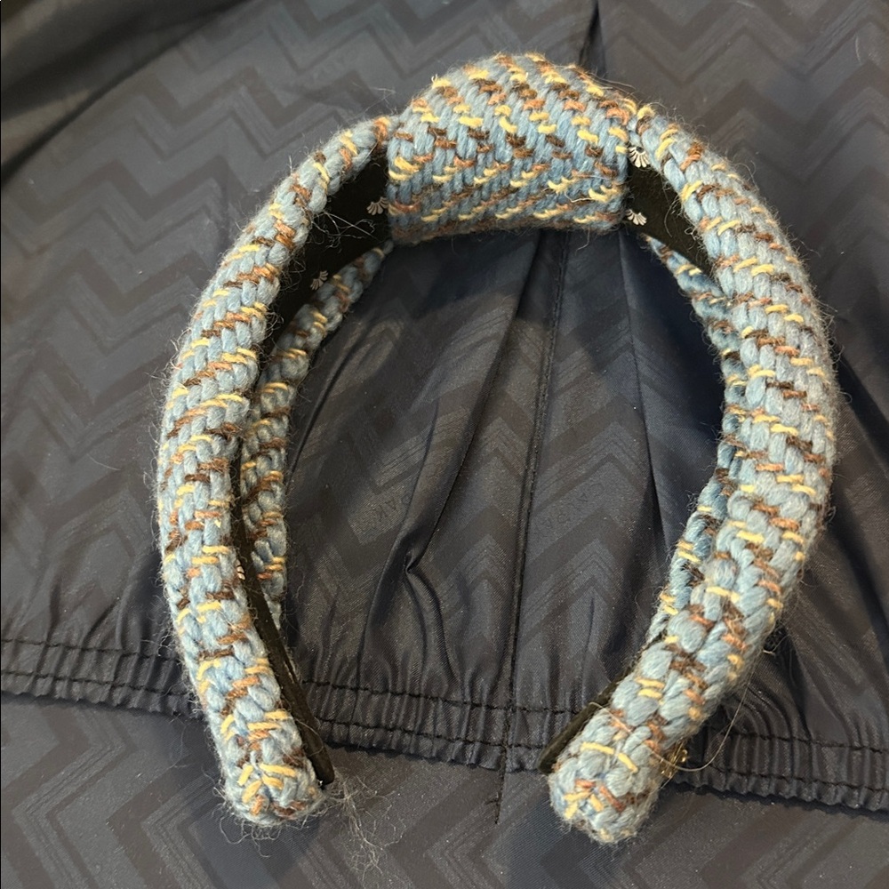 Lele Sadoughi Blue and Beige Braided Headband